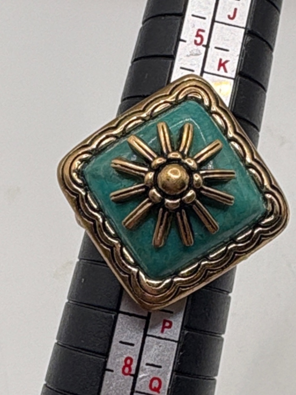 Studio Barse Turquoise and Golden Bronze Sunburst Square Ring 6.75 - Picture 4 of 8